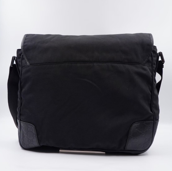 ❌️❌️SOLD❌️❌️AU63❤️Gucci Black Leather Trim Messenger Bag Unisex - Picture 7 of 13